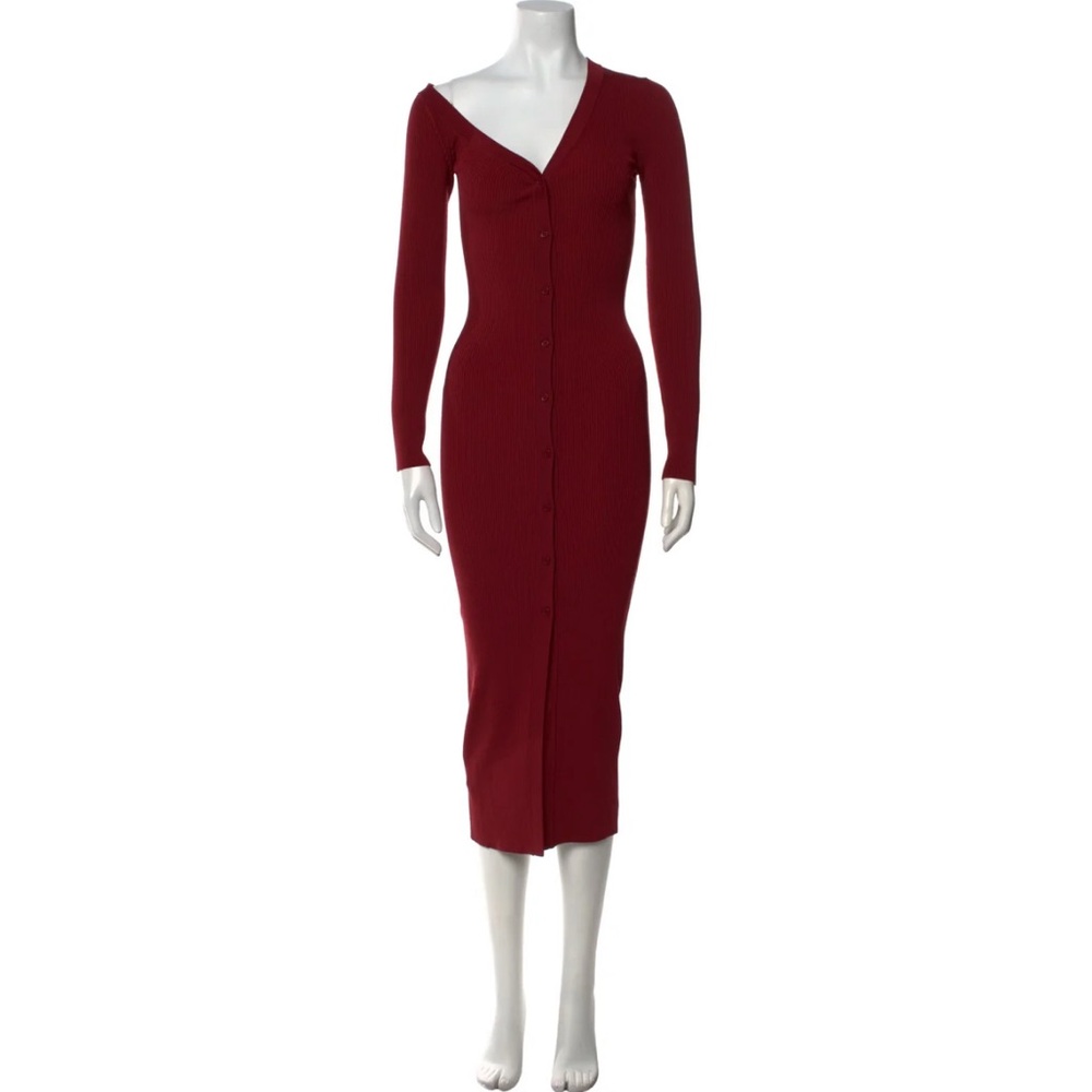 STAUD Deep Red Long Sleeve Dress